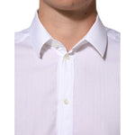 Dolce & Gabbana White Cotton MARTINI Men Formal Dress Shirt, classic collared design in premium cotton, slim fit, long sleeve.