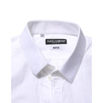 Dolce & Gabbana White Cotton MARTINI Men Formal Dress Shirt close-up showing collar and label