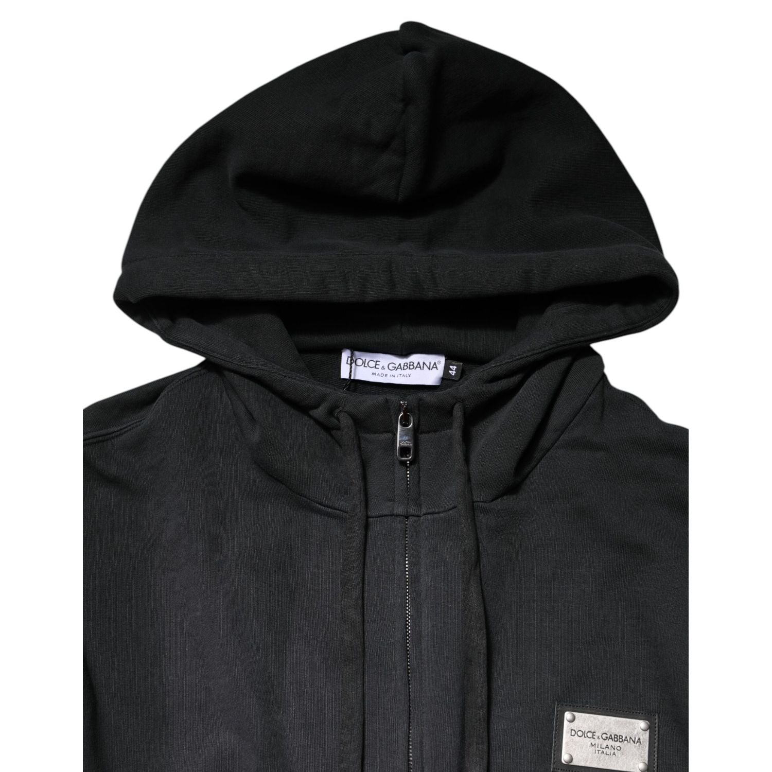 Dolce & Gabbana Black Logo FullZip Hooded Sweatshirt Sweater