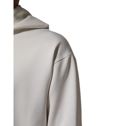 Dolce & Gabbana White Logo Hooded Men Sweatshirt  Sweater