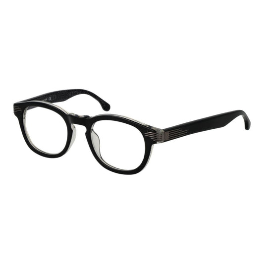 Lozza Black Unisex Glasses Frame in cellulose acetate full-rim style with demo lenses for versatile fashion.