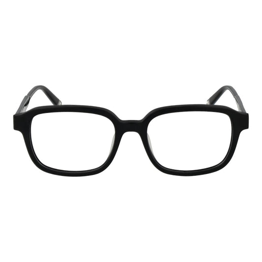 Alt Tag: Fila Black Men Glasses Frame in full-rim square style with black cellulose acetate material, demo lenses, and a size of 51-17-140.