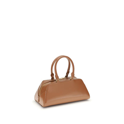Givenchy Brown Calf Leather Bos Taurus Handbag with structured design, featuring articulated handles and gusseted construction.