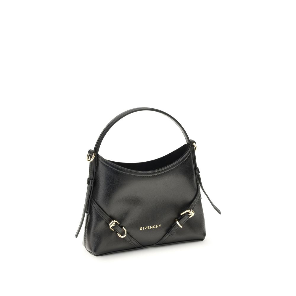 Givenchy Black Calf Leather Bos Taurus Handbag with short handle and gold-toned details in a compact design.