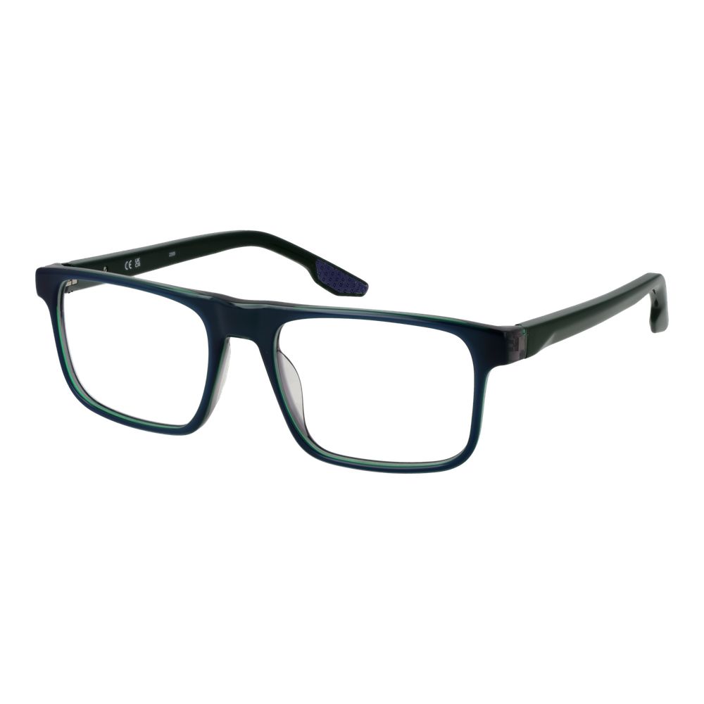 Nike Blue Men Glasses Frame in acetate, full-rim style with square shape. Size 54-18-145, color blue, with demo lenses and no spring hinge.