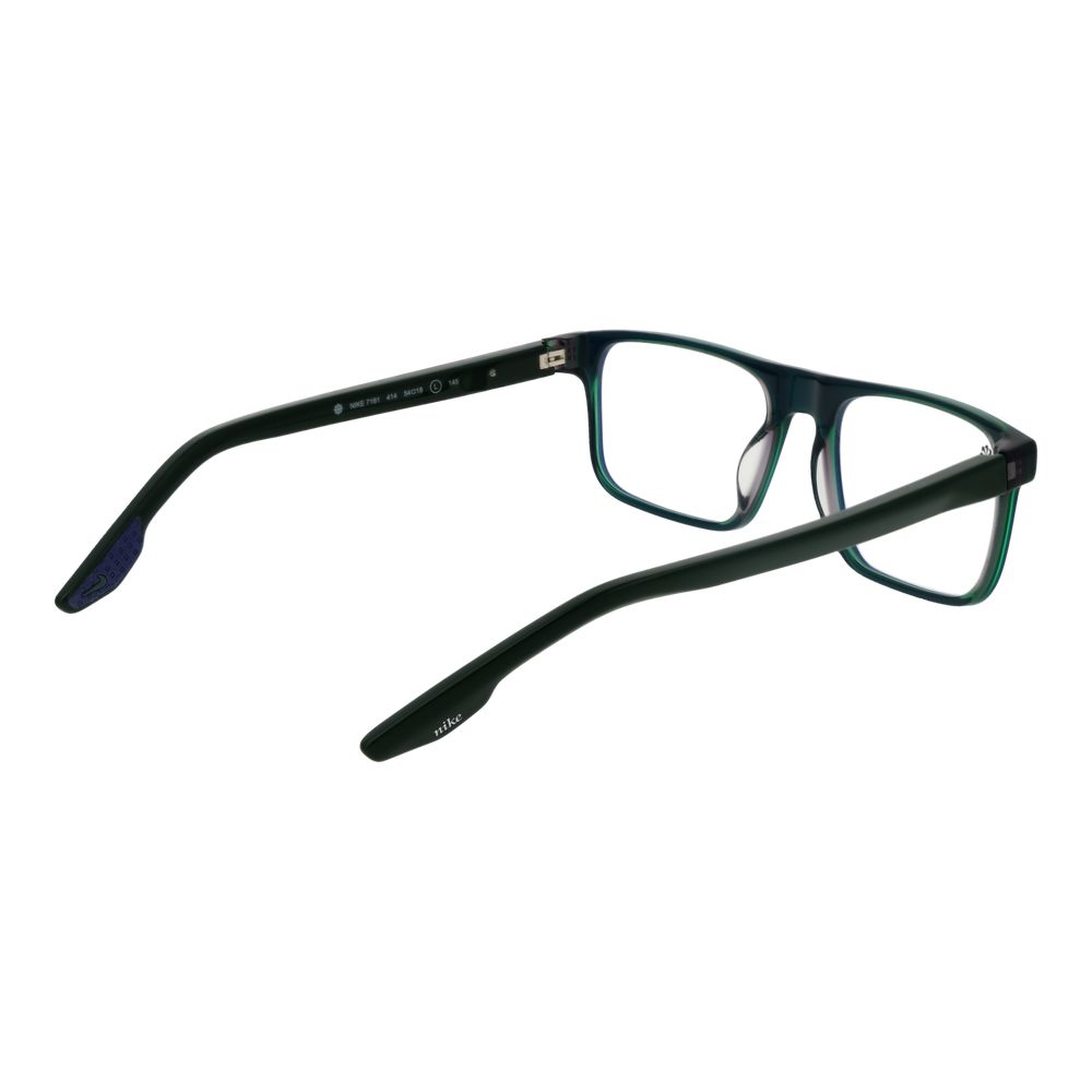 Nike Blue Men Glasses Frame in acetate full-rim square style, size 54-18-145, with demo lenses and blue temples.