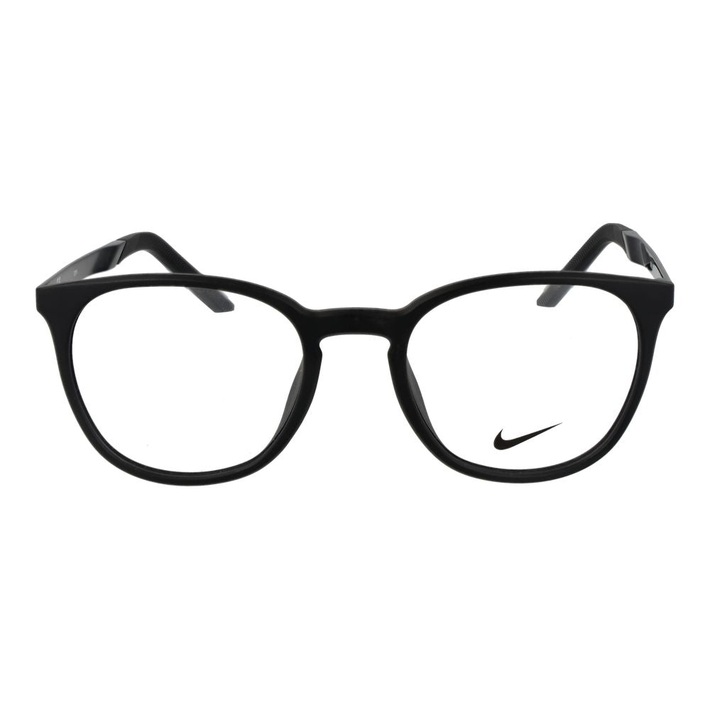 Nike Black Unisex Glasses Frame, metal round full-rim style with demo plastic lenses. Size 51-20-145, includes branded case.