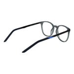 Nike Gray Unisex Glasses Frame, full-rim gray metal round style with plastic demo lenses, size 51-20-145, includes branded case.