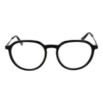 Fila Black Unisex Glasses Frame, stainless steel panto style with full-rim design and demo lenses, perfect for fashion-forward individuals.