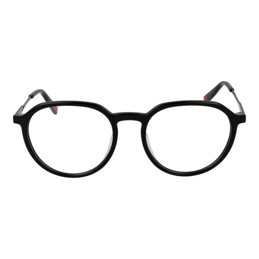 Fila Black Unisex Glasses Frame in full-rim stainless steel with demo lenses, size 51-18-140.