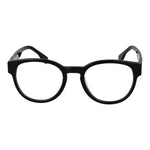 Fila Black Unisex Glasses Frame in cellulose acetate with full-rim panto style, black color, size 50-20-145, demo plastic lenses.