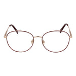 Alt Tag: Longchamp Red Women Glasses Frame in metal full-rim panto style, demo lenses, with case. Size 54-17-140, spring hinge included.