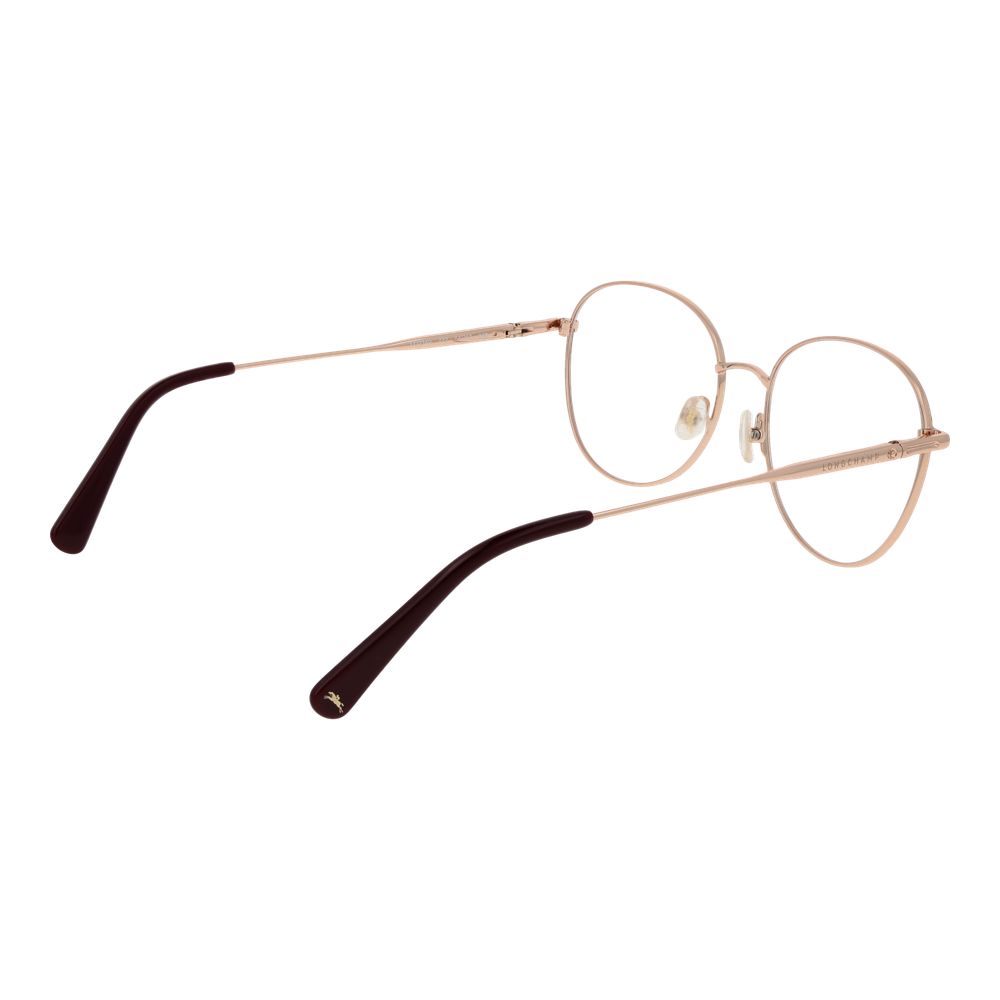 Longchamp Red Women Glasses Frame in full-rim metal with demo lenses, size 54-17-140, includes branded case, no extra lenses.