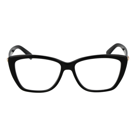 Longchamp Black Women Glasses Frame, full-rim acetate cat eye style, 53mm width, spring hinge, includes branded case.