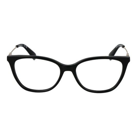 Longchamp Black Women Glasses Frame, full-rim black metal cat eye design, 53-16-140 size with demo plastic lenses.