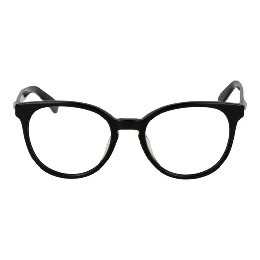 Longchamp Black Women Glasses Frame in full-rim cellulose acetate, panto style, 51-19-140, with demo plastic lenses and spring hinge.