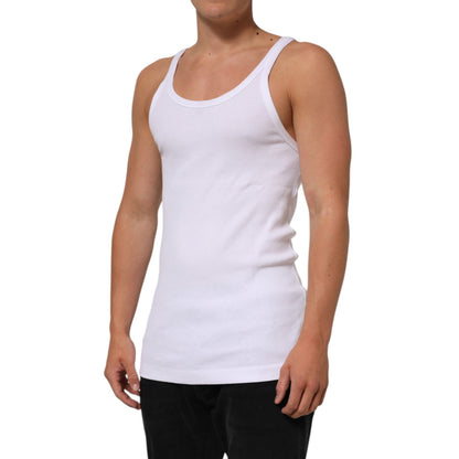 Dolce & Gabbana White Sleeveless Round Neck Tank Top T-shirt