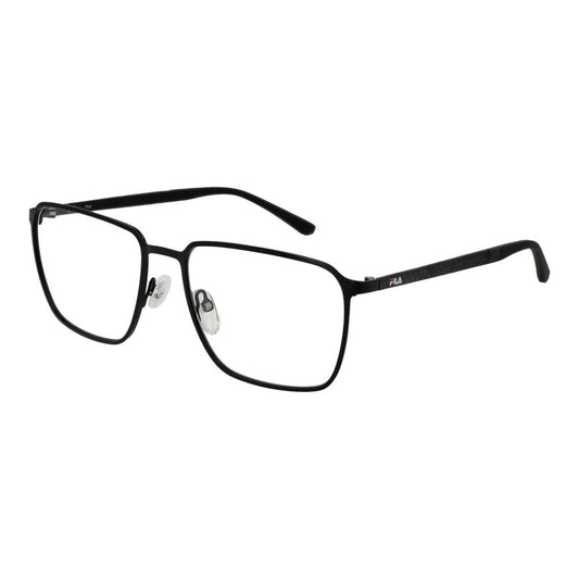 Fila Black Men Glasses Frame, square full-rim design, black metal and plastic frame, model size 56-17-140
