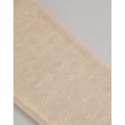 Dolce & Gabbana Beige Nylon Logo Lace Leggings Pants Underwear