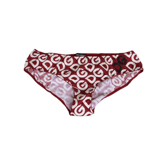 Dolce & Gabbana Bordeaux DG Logo Slip Bottom Brief Underwear in burgundy with all-over logo print, made from 100% cotton.