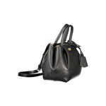 Guess Jeans black polyethylene handbag with dual handles and shoulder strap, featuring a sleek, modern design.