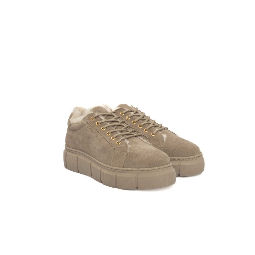 Cerruti 1881 Beige Calfskin Women Platform Sneaker