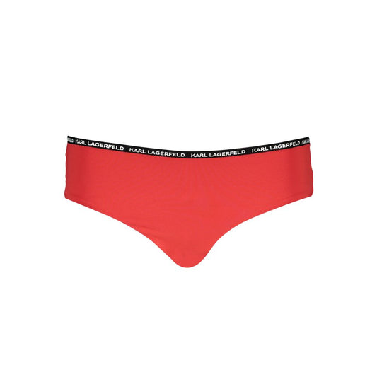 Karl Lagerfeld Red Elastane Swimwear, lined swim briefs with contrasting logo details.