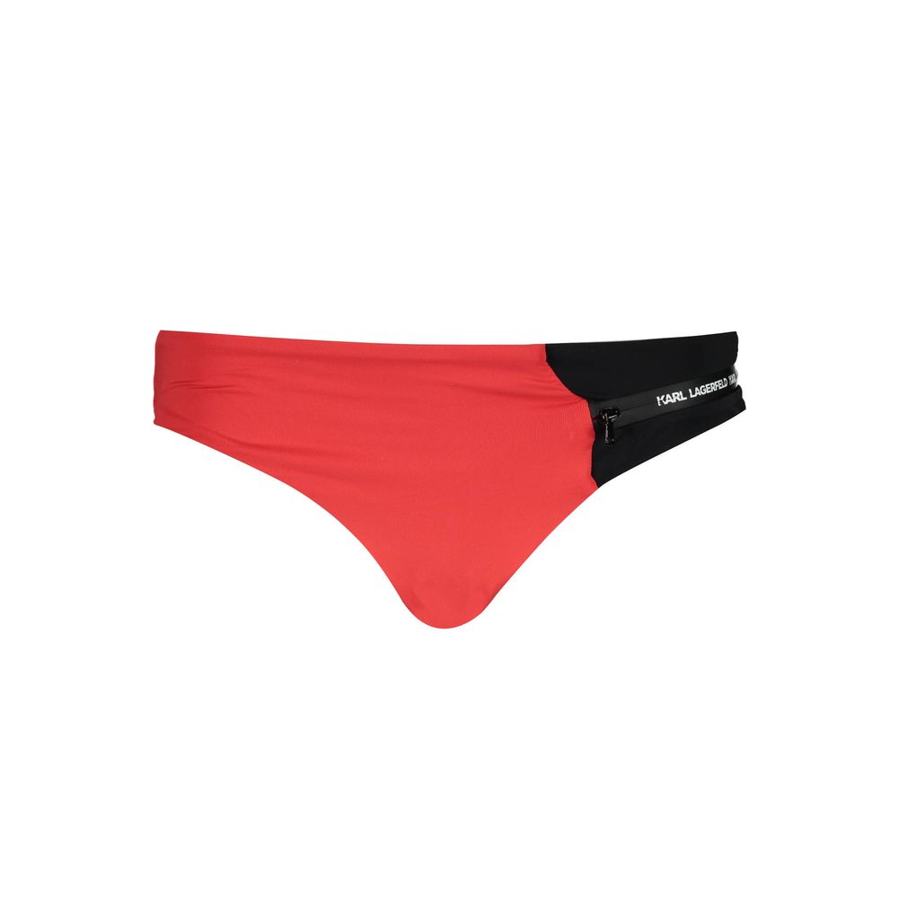 Karl Lagerfeld Red Elastane Swimwear, lined swim briefs with contrasting details and logo.