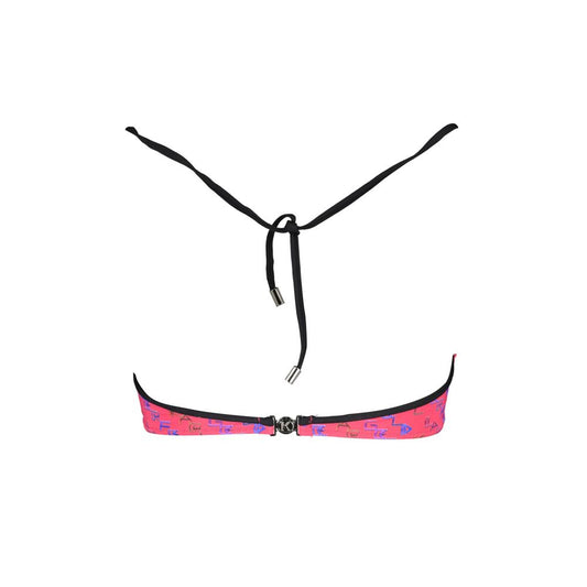 Karl Lagerfeld Red Elastane Swimwear with lacing at the neck and clip closure, featuring contrasting details and logo design.