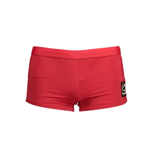 Karl Lagerfeld Red Elastane Swimwear with elastic waistband and logo, stylish swim shorts for men.