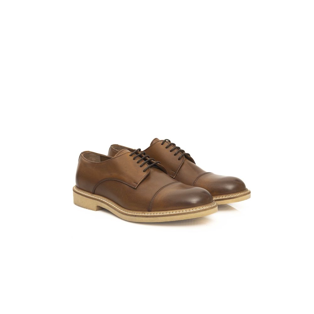 Cerruti 1881 Brown Calfskin Men Derby Shoe