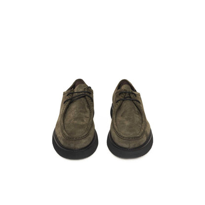 Cerruti 1881 Green Calfskin Men Derby Shoe