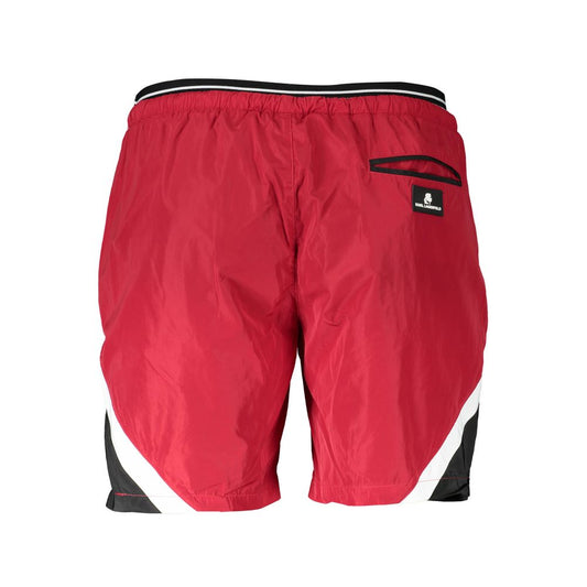 Karl Lagerfeld Red Polyester Swimwear with medium swim boxer design, 2 pockets, and contrasting details.