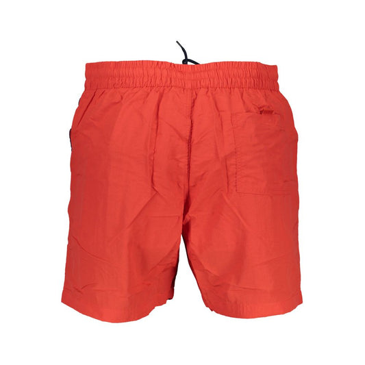 Norway 1963 Red Polyamide Swimwear with elastic waistband, laces, pockets, and contrasting details.
