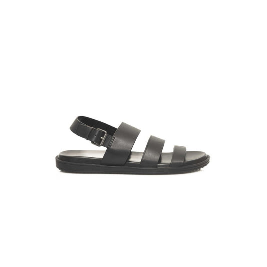 Cerruti 1881 Black Leather Men Sandal