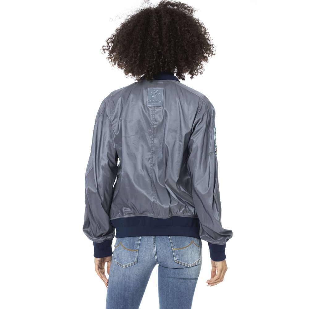 Mr&Mrs Italy Light Blue Polyamide Women Bomber Jacket