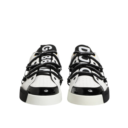 Dolce & Gabbana White Leather Logo Portofino Sneakers Shoes