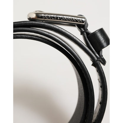 Dolce & Gabbana Black Leather Classic Metal Logo Buckle Belt