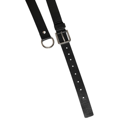 Dolce & Gabbana Black Leather Classic Metal Logo Buckle Belt