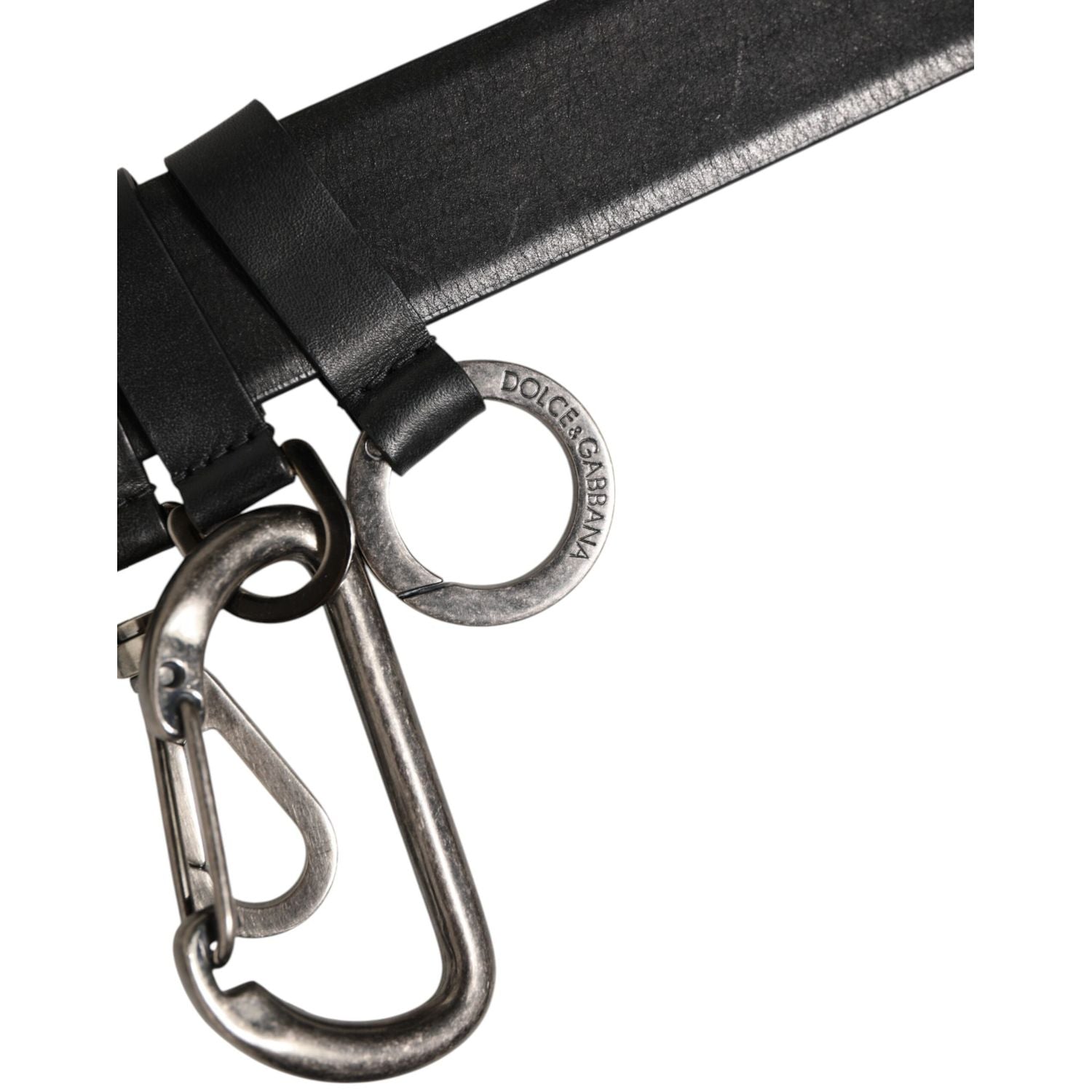 Dolce & Gabbana Black Key Ring Clip Attachments Buckle Belt