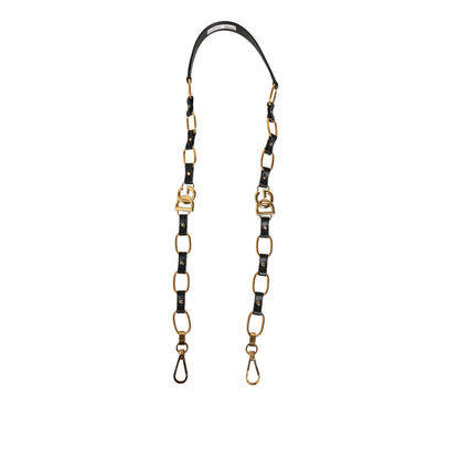 Dolce & Gabbana Black Leather Gold Chain Bag Accessory Shoulder Strap
