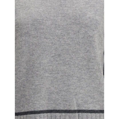 Close-up of Max Mara Gray Wool Sweatshirt showing ribbed edges and fine wool-cashmere blend fabric.