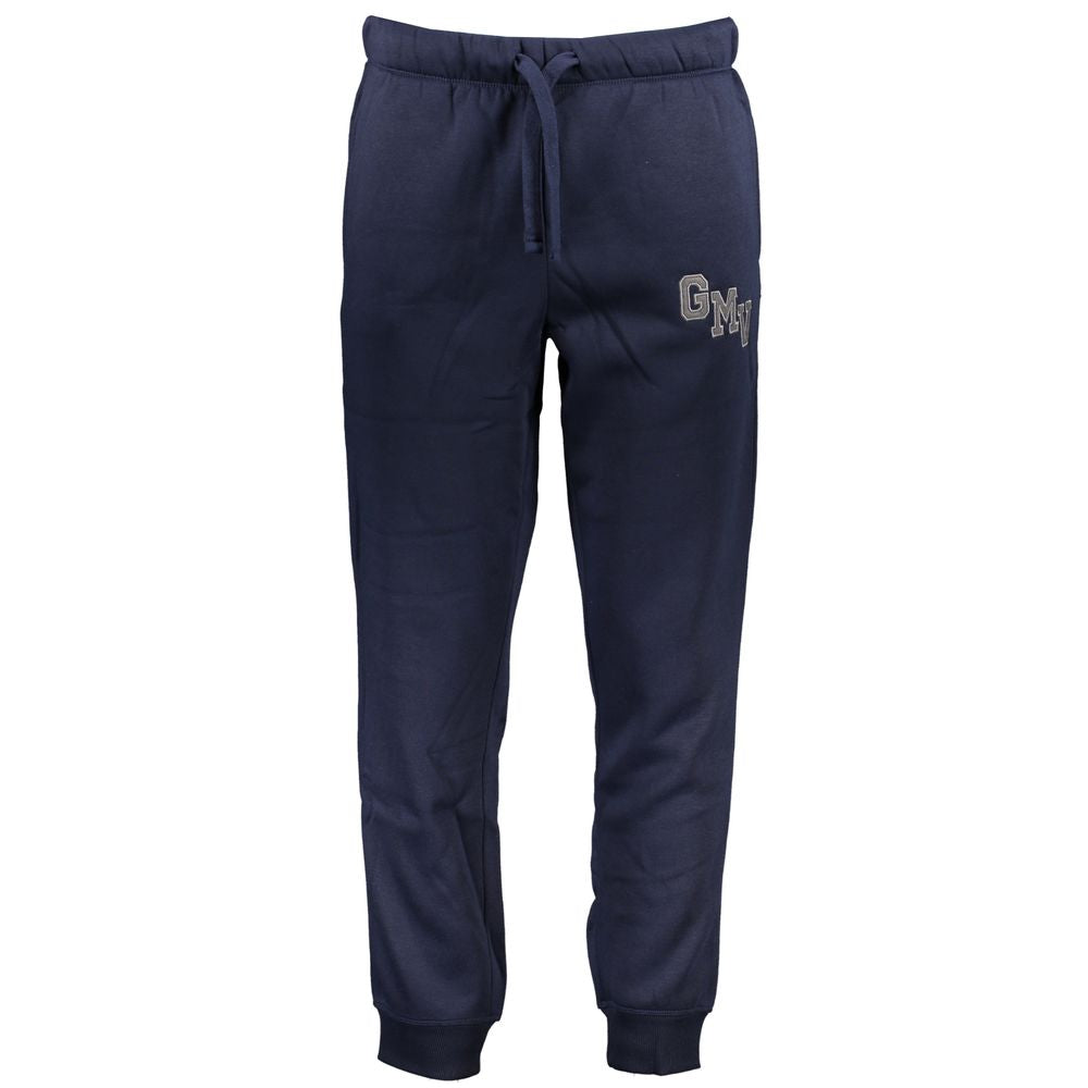 Gianmarco Venturi Blue Cotton Pant - sports trousers with fleece, elastic waist, 3 pockets, ankle cuff, logo embroidery