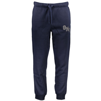 Gianmarco Venturi Blue Cotton Pant - sports trousers with fleece, elastic waist, 3 pockets, ankle cuff, logo embroidery