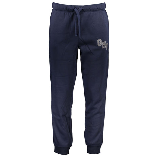 Gianmarco Venturi Blue Cotton Pant - sports trousers with fleece, elastic waist, 3 pockets, ankle cuff, logo embroidery