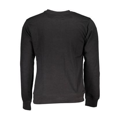 Back view of Gianmarco Venturi Black Cotton Sweatshirt, long sleeve, crew neck, showcasing logo application.
