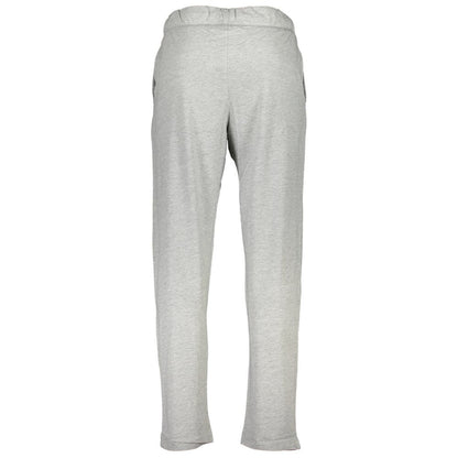 Gianmarco Venturi Gray Cotton Pant with elastic waist, laces, light cotton, contrasting details, embroidery, and logo.