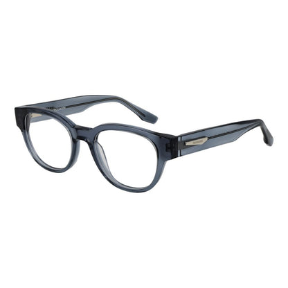 Trussardi Blue Acetate Glasses (Frames) for Men, Full-Rim Blue Panto Style with Plastic Demo Lenses, Size 49-19-135mm.
