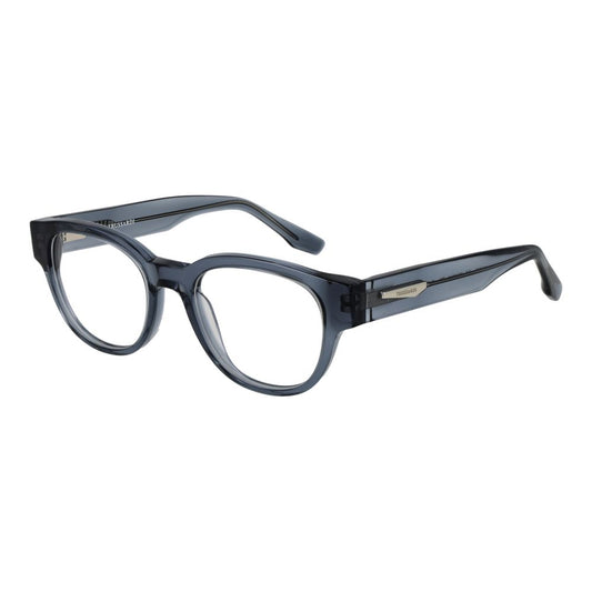 Trussardi Blue Acetate Glasses (Frames) for Men, Full-Rim Blue Panto Style with Plastic Demo Lenses, Size 49-19-135mm.