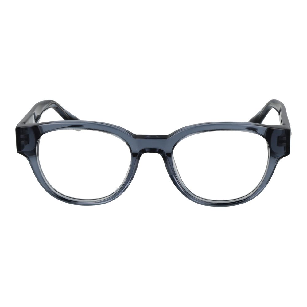 Trussardi Blue Acetate Glasses (Frames) for men with full-rim design and plastic demo lenses, featuring a blue acetate frame.